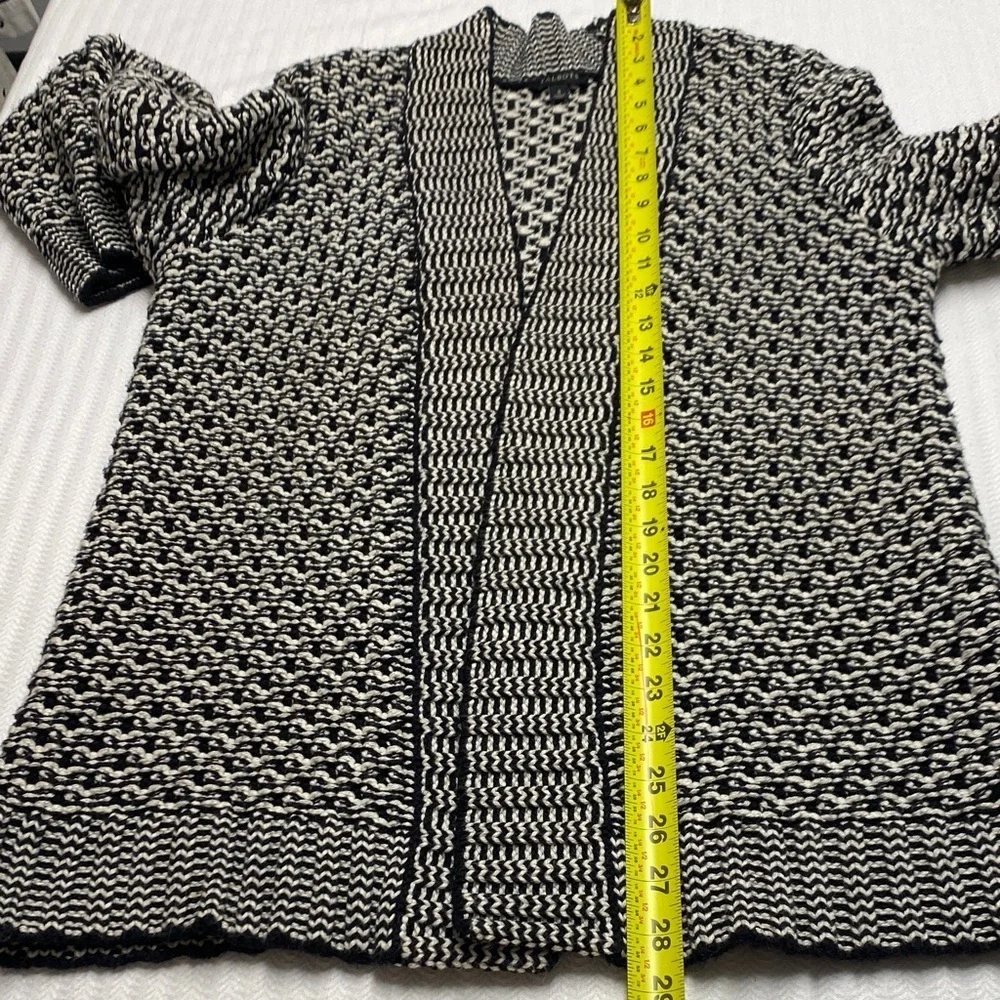 Talbots Cardigan | Open Front | Black White Textured Knit | Size S - Picture 11 of 11